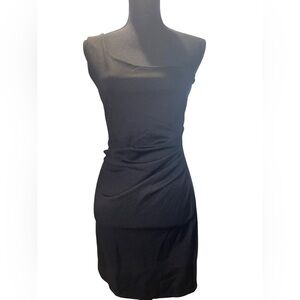 Zara ruched one shoulder black dress